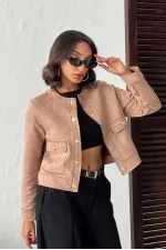 Veste Topshow en daim à poches - Vison | F1800