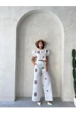 Nakışlı Pantolon - Krem | Topshow