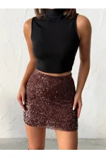 Jupe à paillettes F 1980 - Marron