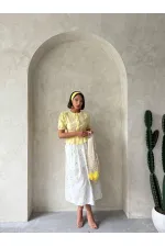 Gathered Shirt with Collar Detail - Yellow | Topshow