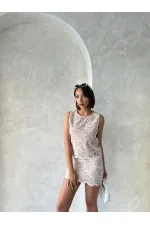 Lace Sleeveless Blouse - Powder | Topshow