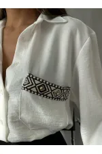 Pocket Detailed Linen Wholesale Shirt - Cream | TOPSHOW | F1661