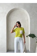 Pocket Detailed T-Shirt - Pistachio Green Topshow