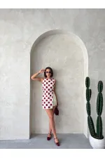 Kolsuz Dama Desen Tiğişi Bluz - Ham Bordo | Topshow