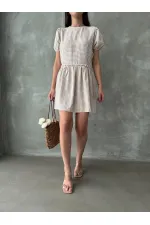 Robe Topshow à col rond poudré en gros