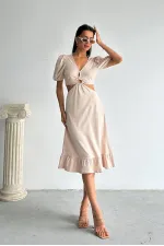 Topshow Taş V Yaka Dekoltelı Boydan Toptan Elbise