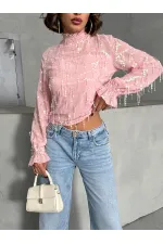 Saçaklı Toptan Bluz - Pembe | TOPSHOW | F1851