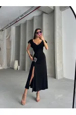 Topshow Black Plain Viscose Wholesale Dress