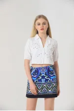 Chemise Topshow crème à motif de feuilles et pierres, vente en gros