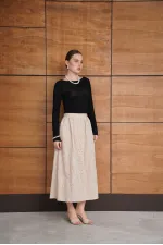Embroidered Long Skirt - Stone | F2080 - Topshow