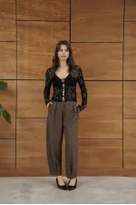 F 2072 BUTTONED LACE JACKET - BLACK