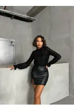 Simli Sakallı Toptan Bluz - Siyah | TOPSHOW | F1852