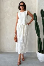 Embroidered Skirt - Stone | Topshow