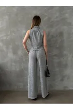 Pantalons en maille gris en gros | TOPSHOW | F1486