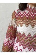 Blouses en gros à motif zigzag fuchsia Topshow