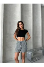 Topshow Siyah Yanları Bagcıklı Pitikare Toptan Şort