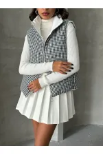 Gilet gonflable en fibre à motif Pitikale - Noir | TOPSHOW | F1740