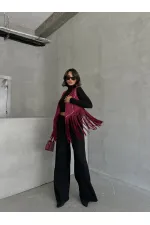 Topshow Burgundy Tassel Drop Wholesale Vest | F1806