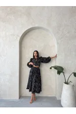 Nakışlı Toptan Etek - Siyah | Topshow | F1901