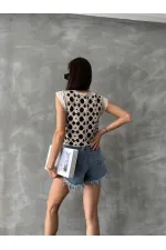 Topshow Taş Siyah Düğmeli Toptan Yelek