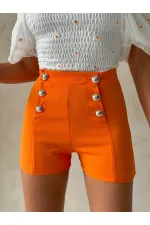 Short Topshow orange à boutons décoratifs en gros