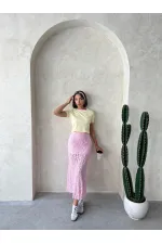 Nakışlı Tişort - Sarı Pembe | Topshow