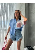 Topshow Blue Powder Front Pocket Wholesale Shirt