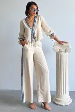 Pantalon en denim rayé - Pierre | Topshow | F1890