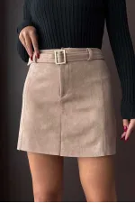 Topshow Kemerli Toptan Etek - Vizon | F1801