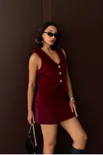 Topshow - Wholesale Plush Vest - Claret Red