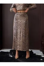 Topshow - Jupe léopard tendance en gros - Élégance du jour au soir - Léopard foncé