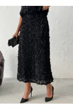 Topshow - Toptan Gül Süzüneli Etek - Siyah