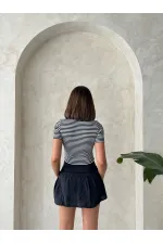 Striped Blouse with Lace Skirt - Bold Stripes | Topshow