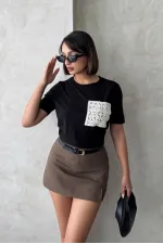 Pocket Detailed T-Shirt - Black | Topshow