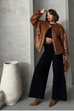 Gilet à franges pailletées en gros - Marron | TOPSHOW | F1837