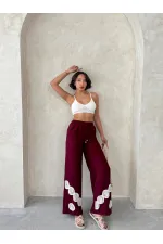 Bağcıklı Toptan Pantolon - Bordo | Topshow