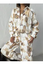 Topshow Toptan Desenli Gömlek Ceket - Kahve | F1964