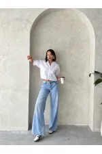 Arkası Kelebek Detaylı Toptan Gömlek - Beyaz | Topshow