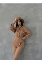 Chemise en daim en gros - Beige | TOPSHOW | F1517