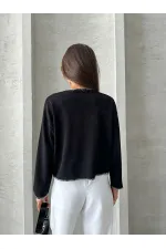 Shepherd's Stitched Knitwear Wholesale Blouse - Black | TOPSHOW | F1652