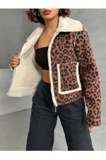 Manteau en peluche à motifs Eopar en gros - Marron et noir | TOPSHOW | F1814