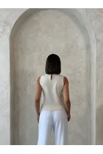 Kolsuz Dama Desen Tığ İşi Toptan Bluz - Sarı | Topshow