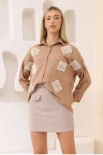 Kaşe Mini Toptan Etek - Taş | TOPSHOW | F1352