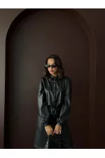 Chemises en similicuir Topshow en gros - Noir | F2044