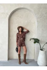 Nakışlı Toptan Şort - Kahve | Topshow