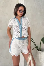 Kot Detaylı Dantel Gömlek - Ham Topshow