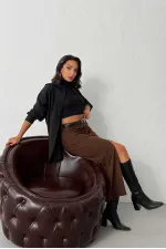 Jupe en velours côtelé Topshow en gros - Marron | F2033