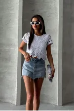 Topshow White Guipure Evening Dress Wholesale Blouse