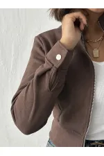 Topshow - Veste bomber marron zippée pour femme (vente en gros)