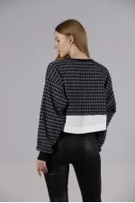 Blouse courte en gros - Bleu marine | TOPSHOW | F1544